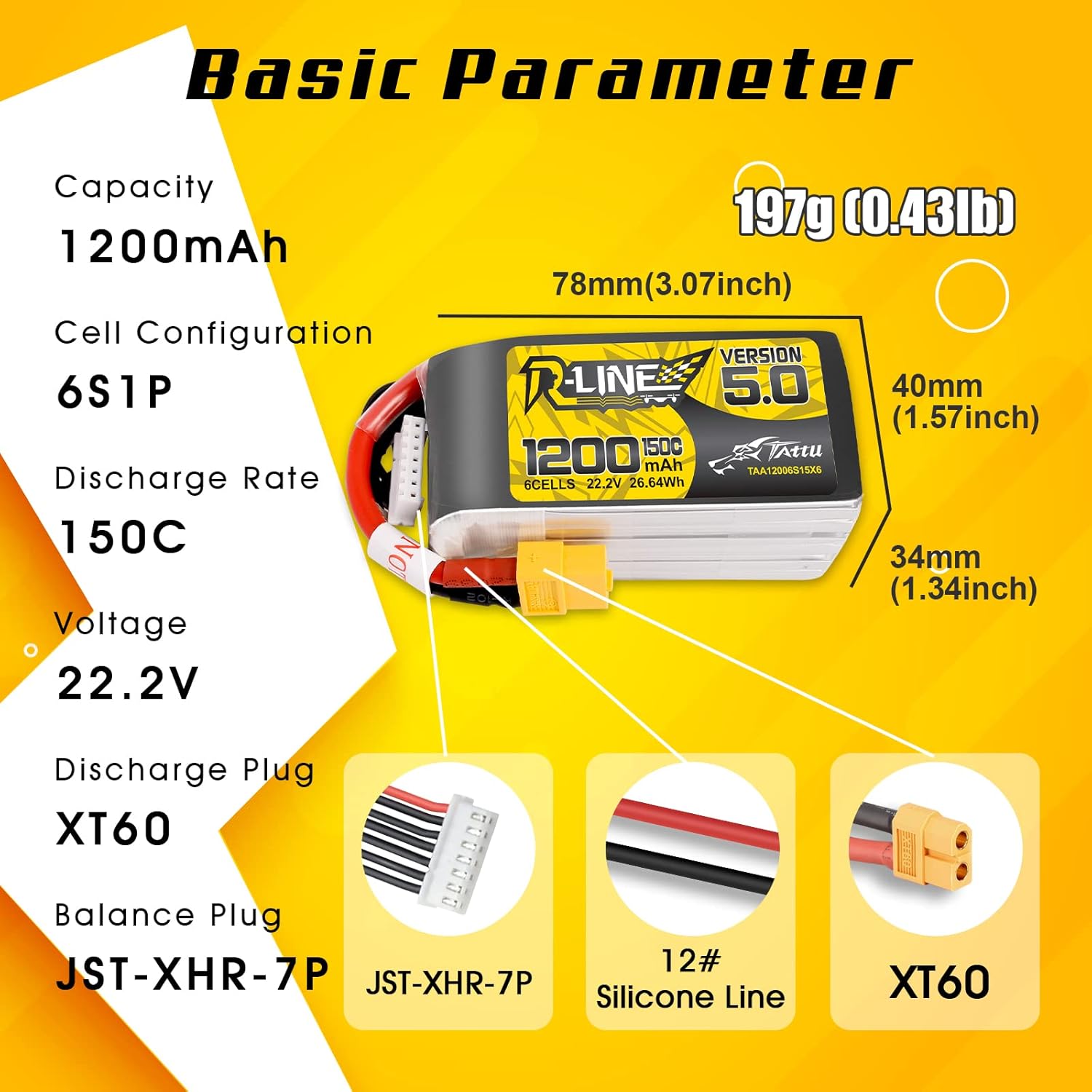 TATTU R-LINE 5.0 XT60 플러그가 있는  - Drone Battery 6S 리뷰 및 가격